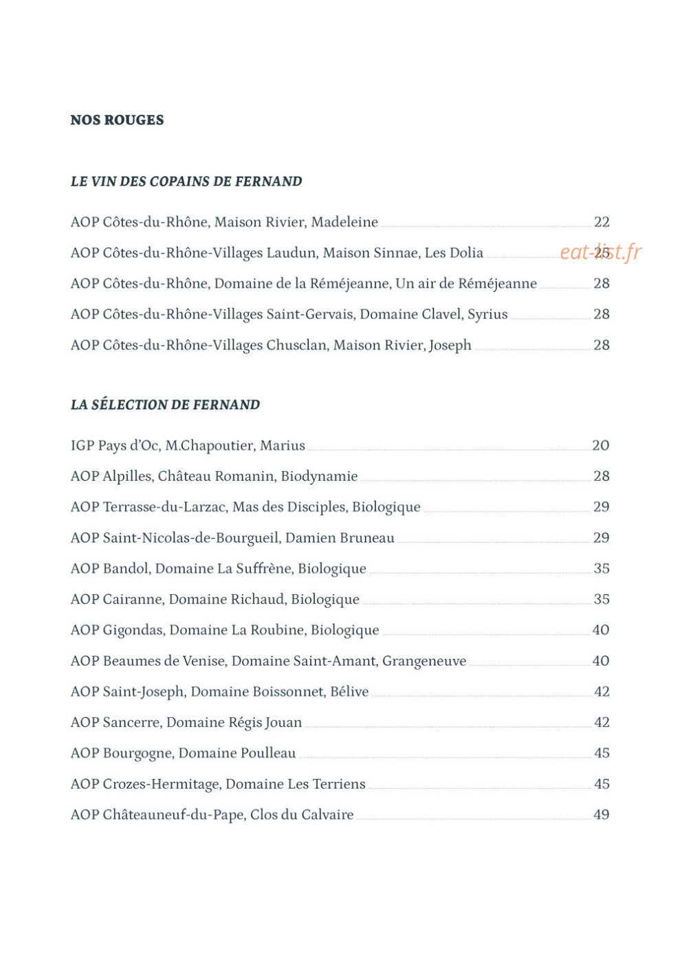 Chez Fernand — carte page 6
