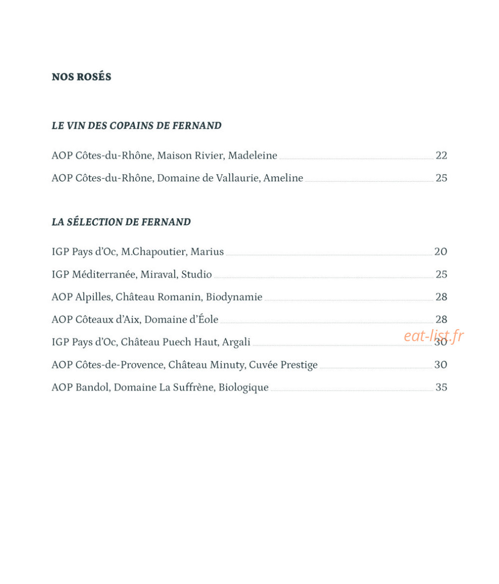Chez Fernand — carte page 5