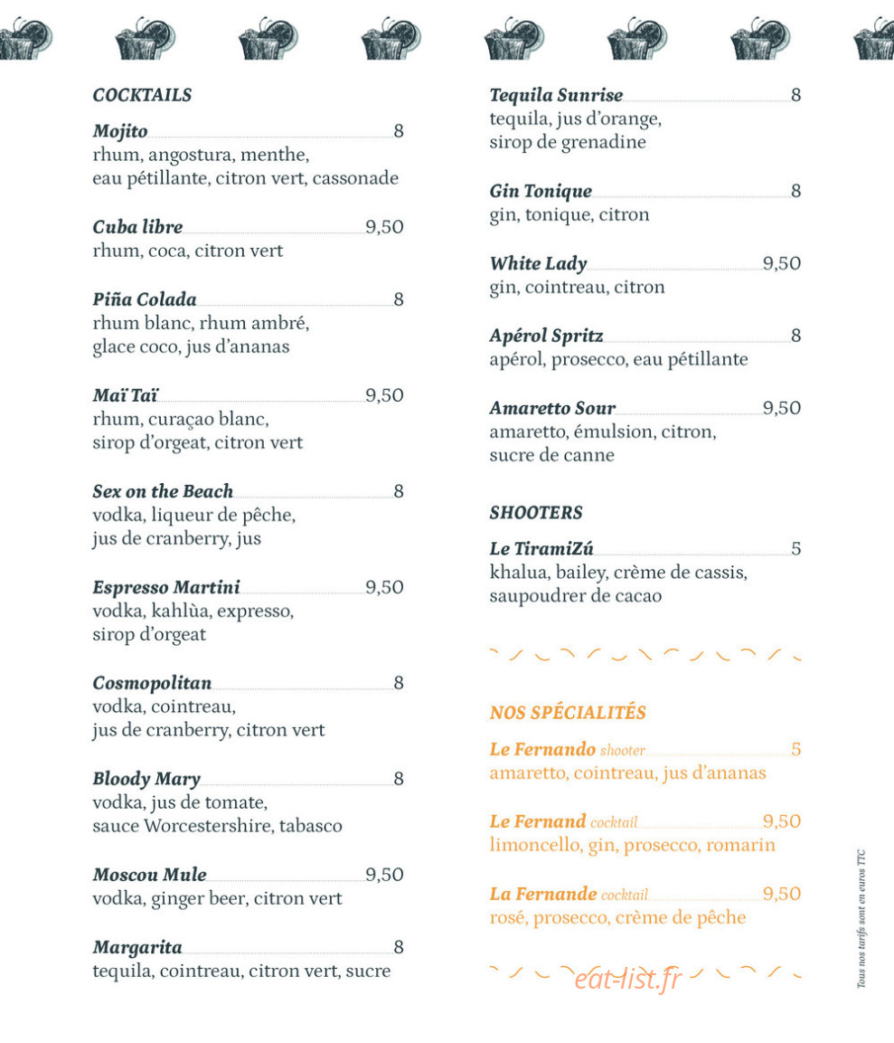 Chez Fernand — carte page 2