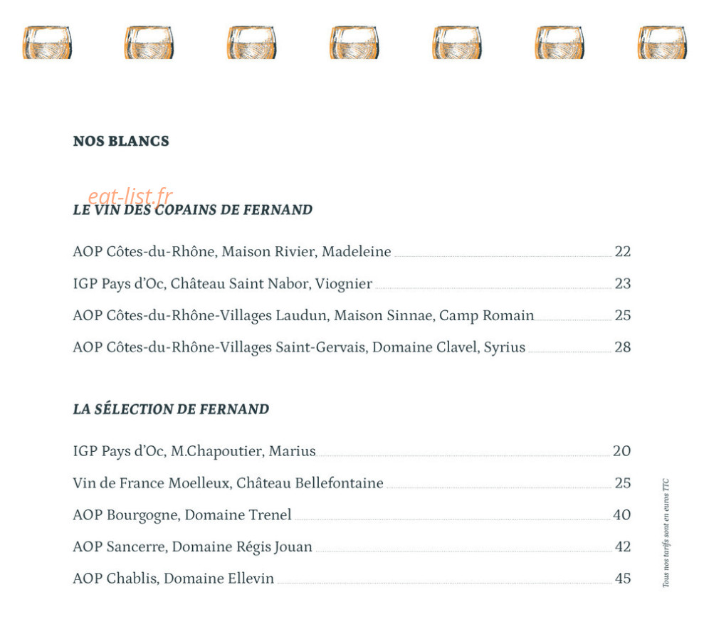 Chez Fernand — carte page 4