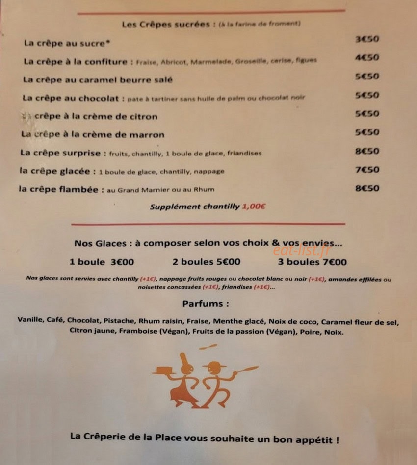 La Crêperie de la Place — carte page 2