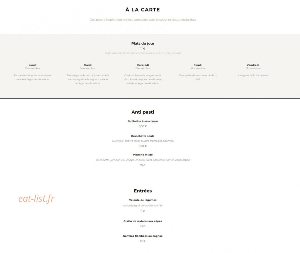 Le P'tit Creux — carte page 1