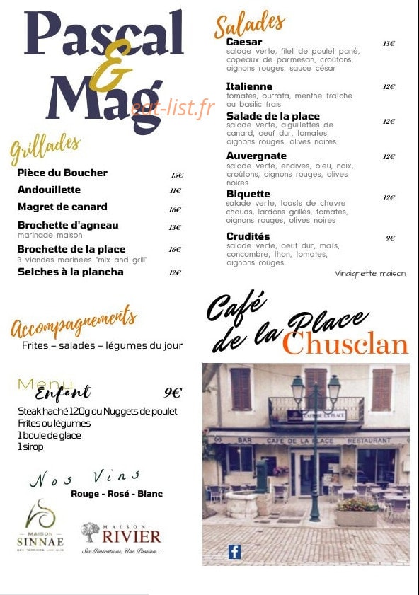 Cafe De La Place — carte page 1