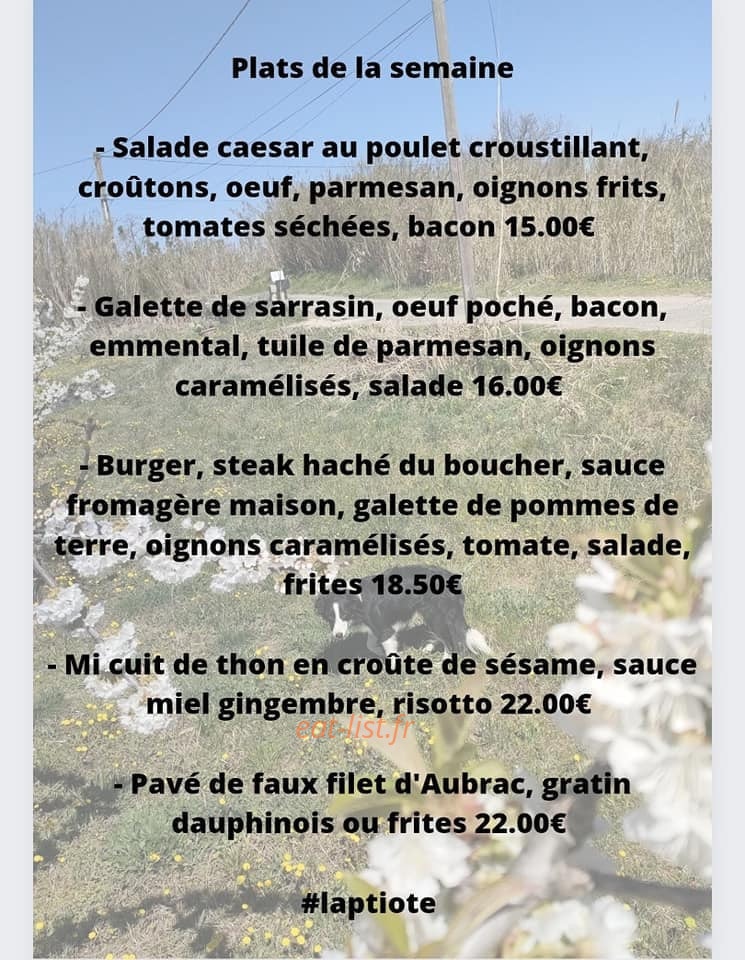 La p'tite Auberge — carte page 1