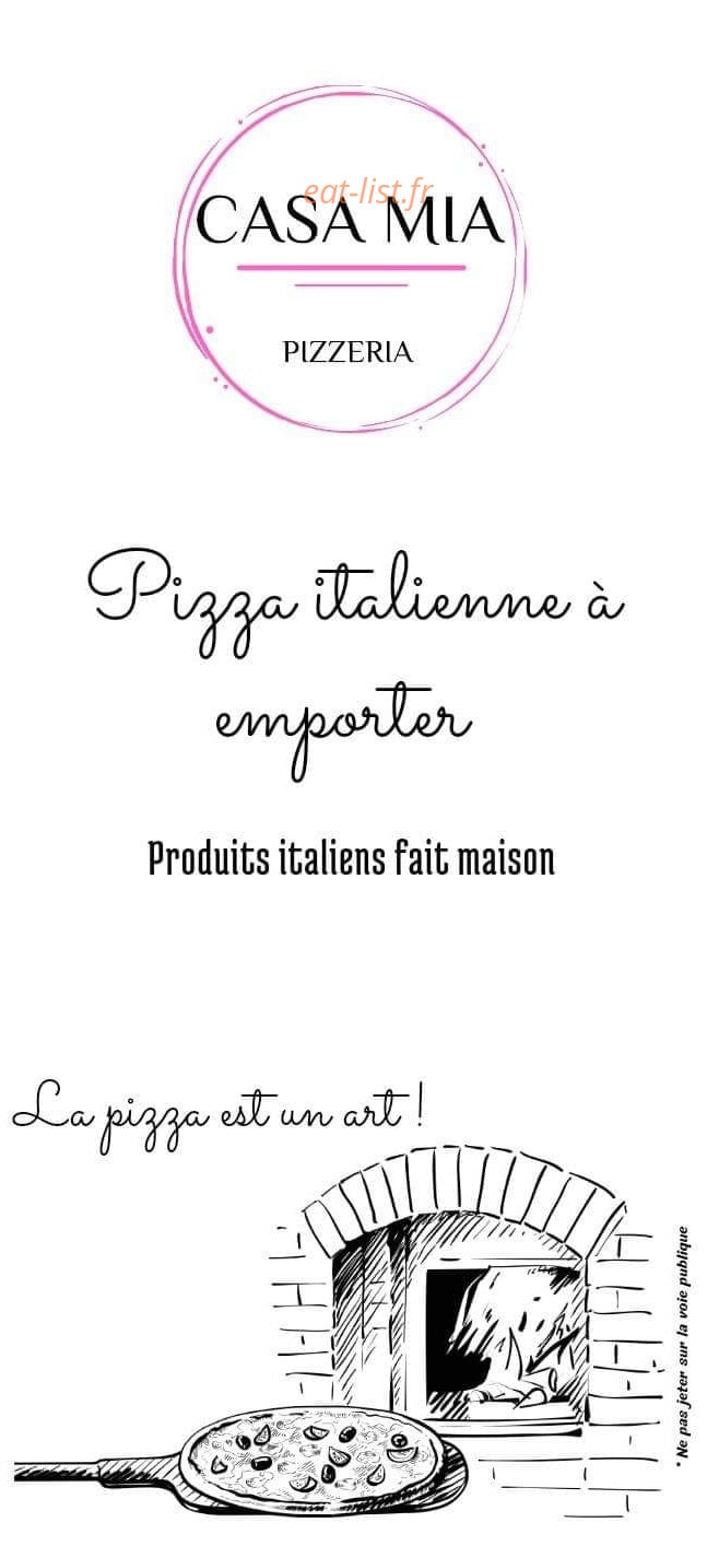 Pizzeria Casa Mia — carte page 1