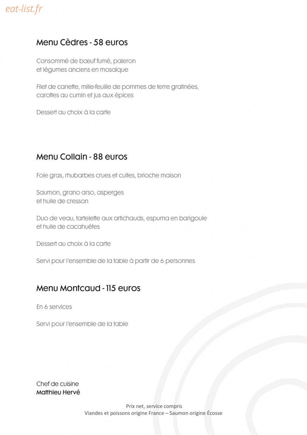 Restaurant de Montcaud — carte page 2
