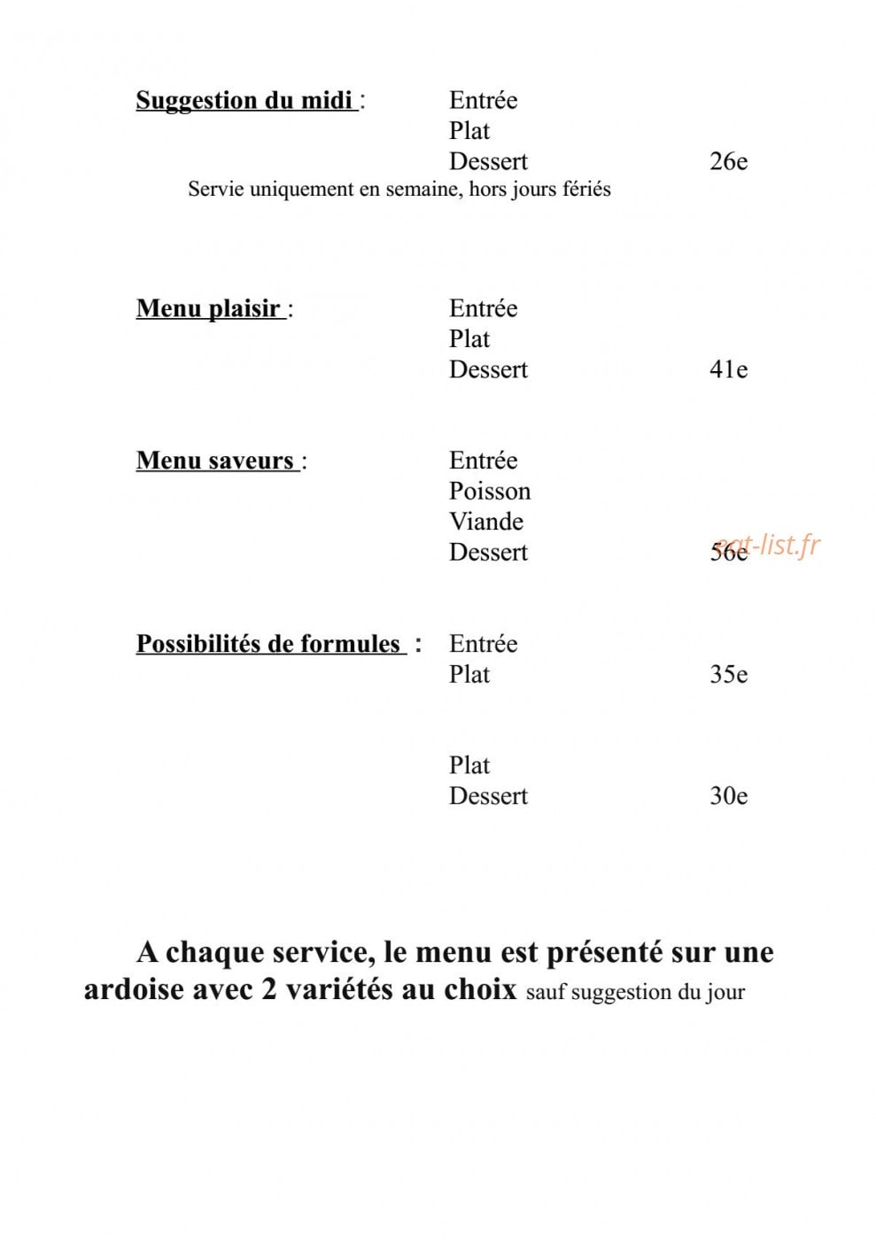 La Table de Marine — carte page 2