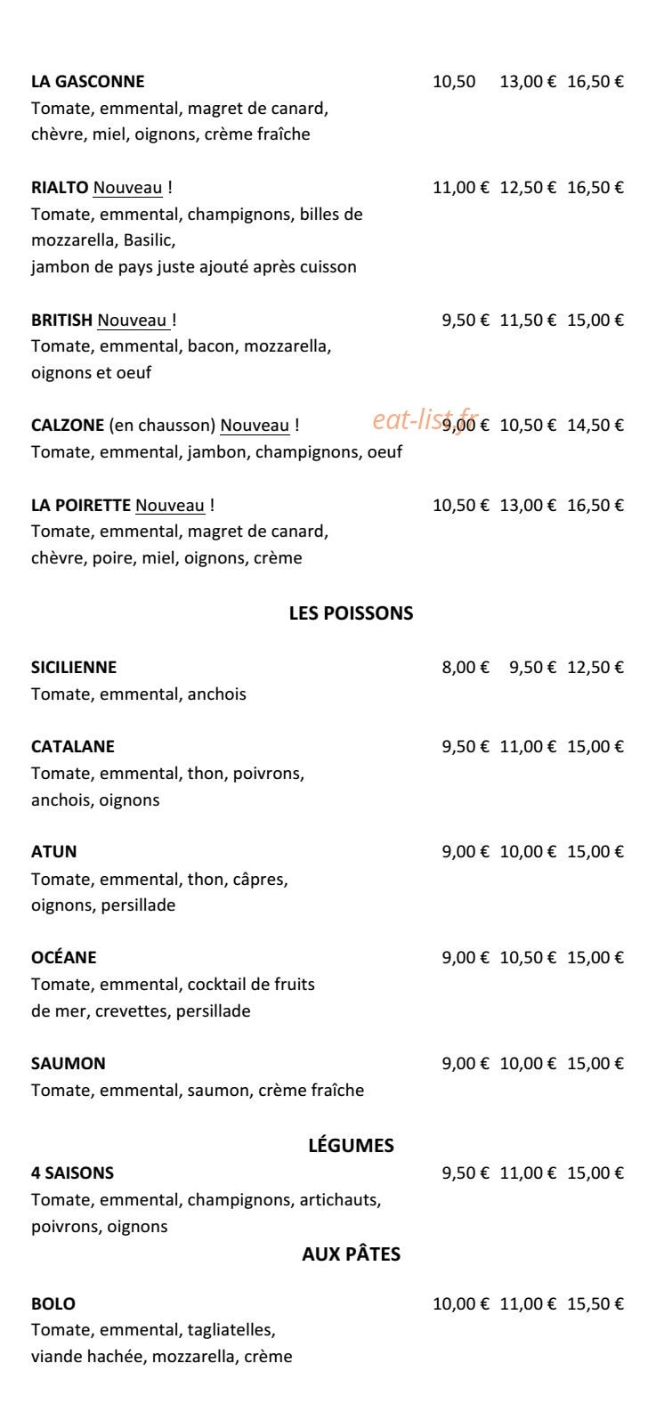 Pizz ' Avenue — carte page 2