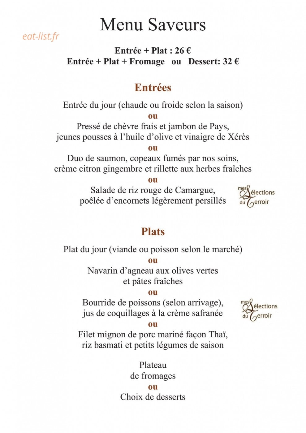 L’Enclos des Saveurs — carte page 1