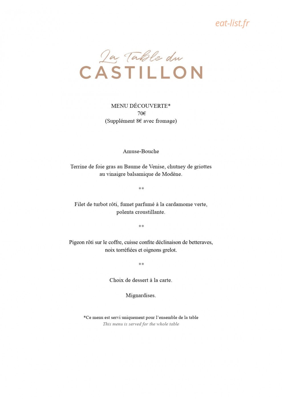 La Table du Castillon — carte page 6