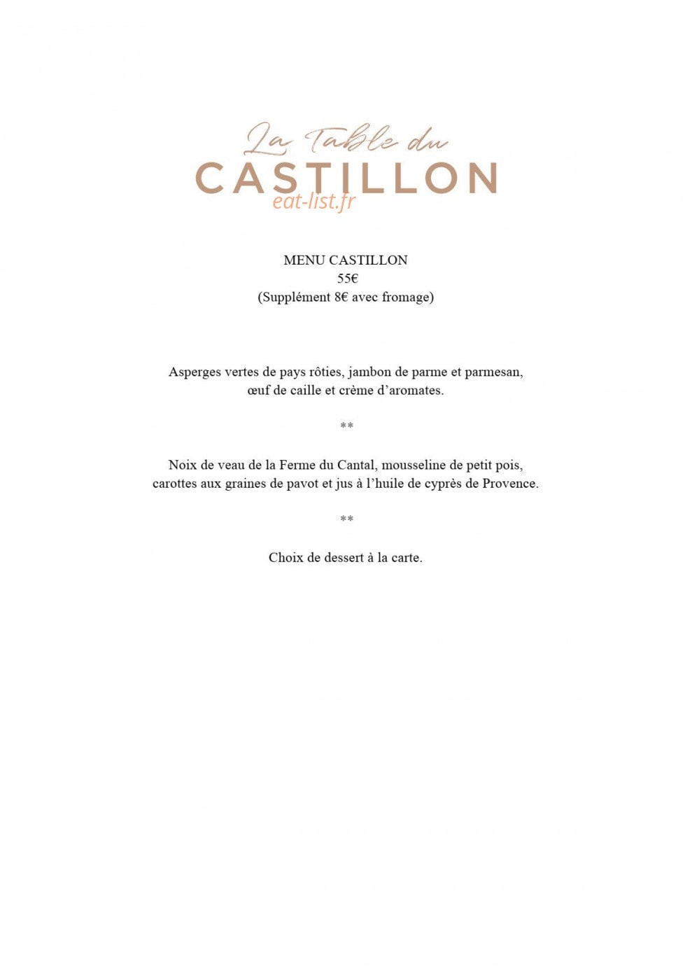 La Table du Castillon — carte page 4