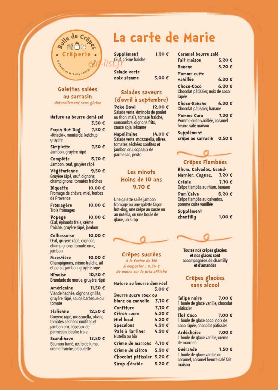 Bulle de Crêpes — carte page 1
