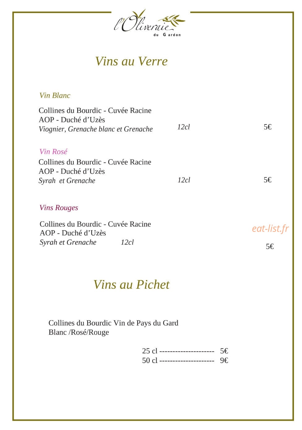 l'Oliveraie — carte page 5