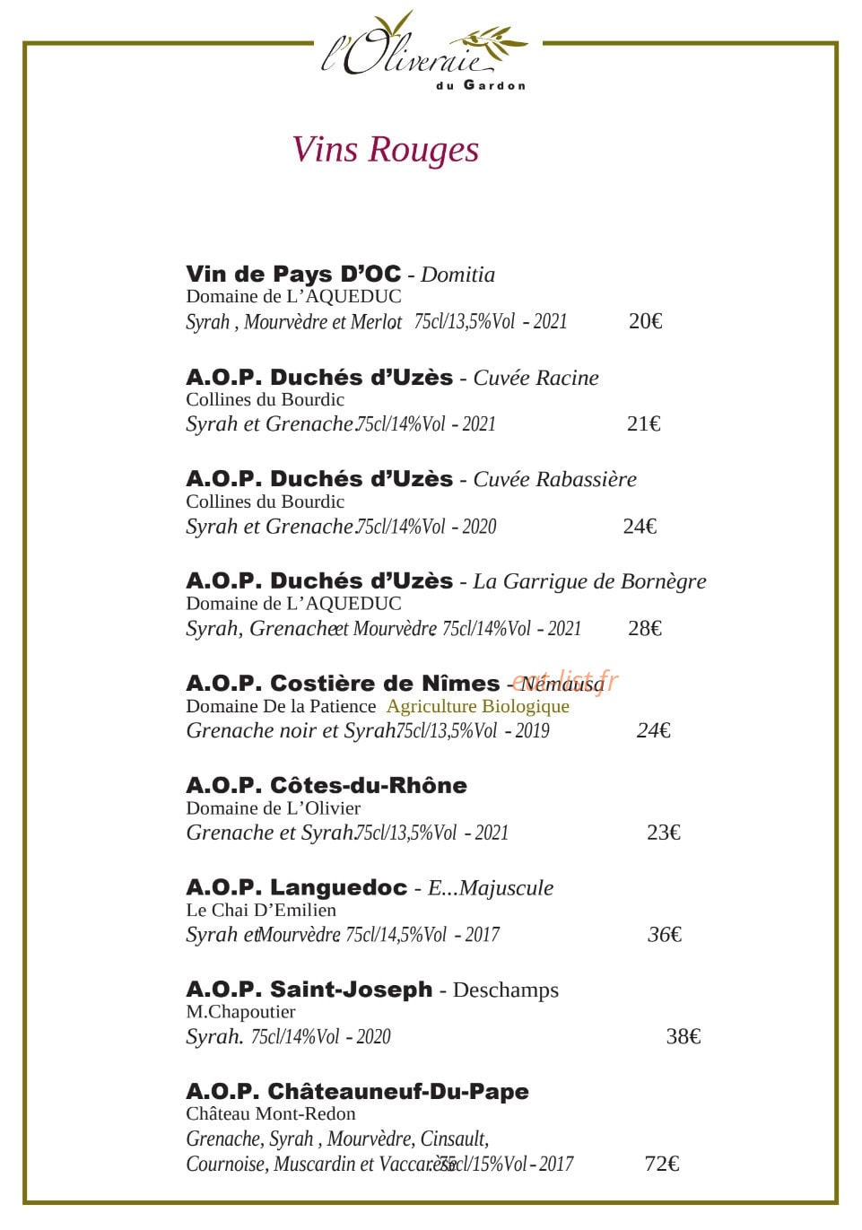 l'Oliveraie — carte page 8