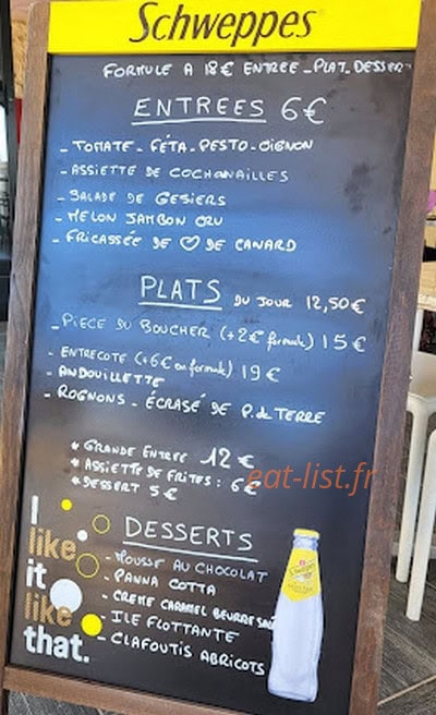 Restaurant Le F — carte page 1