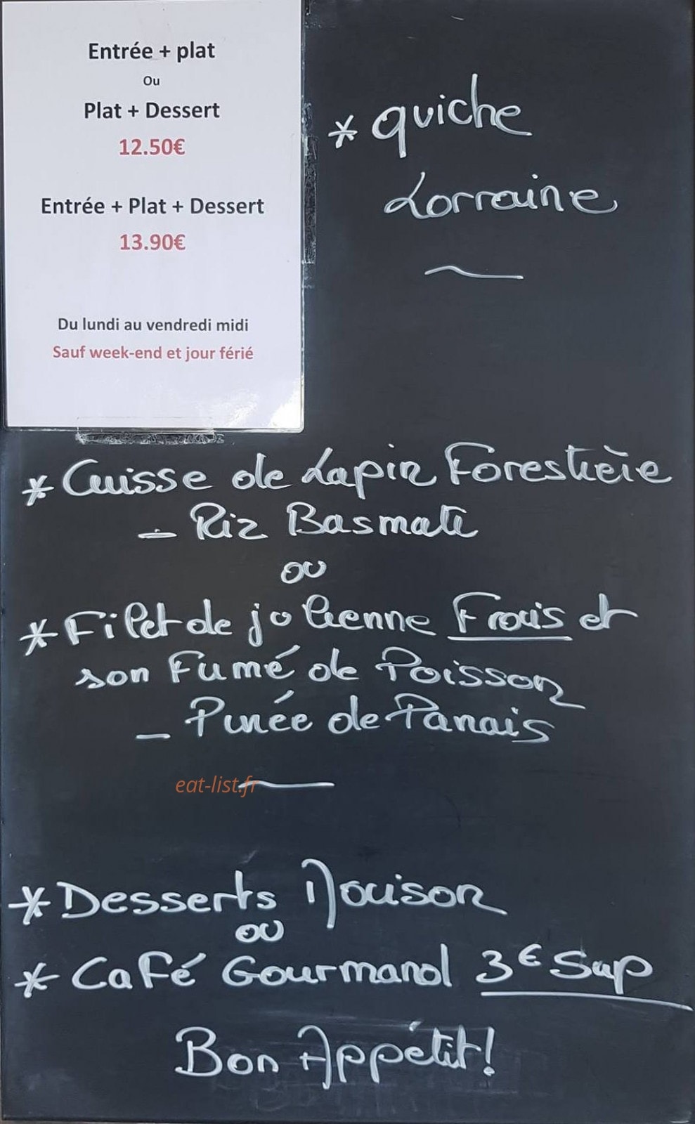 Le Bistrot — carte page 1