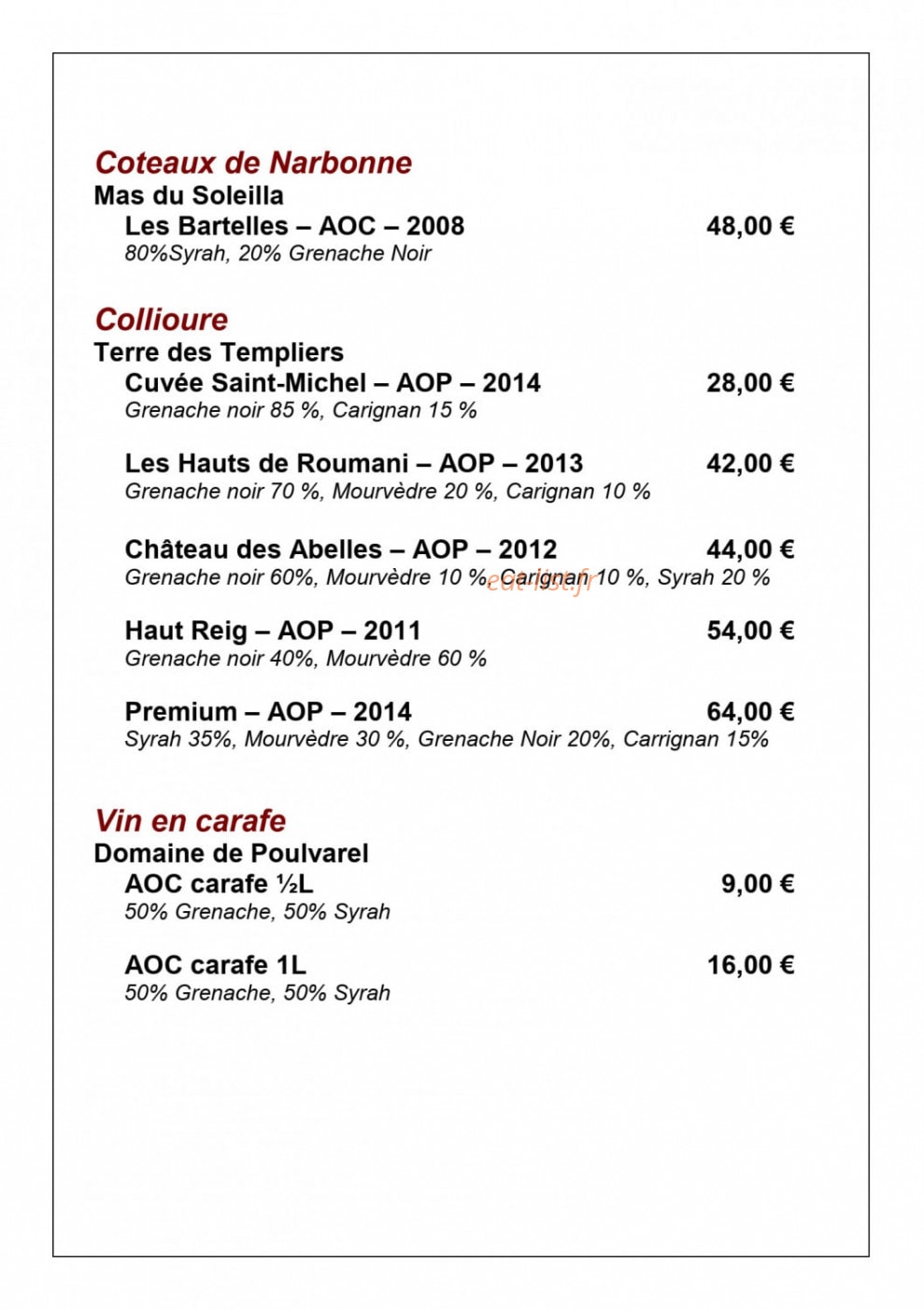 Archestrate — carte page 8