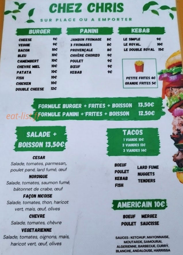 Chez Chris — carte page 1