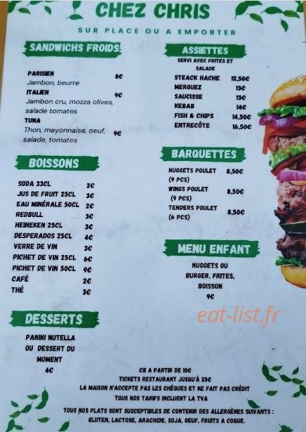 Chez Chris — carte page 2