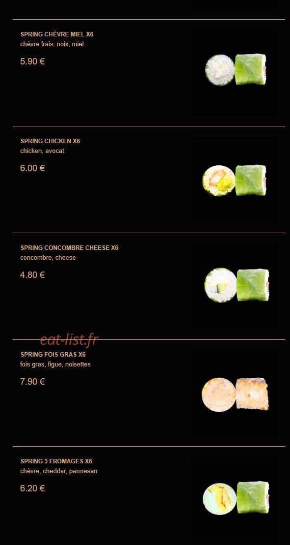 La Fabrique à Sushi — carte page 10