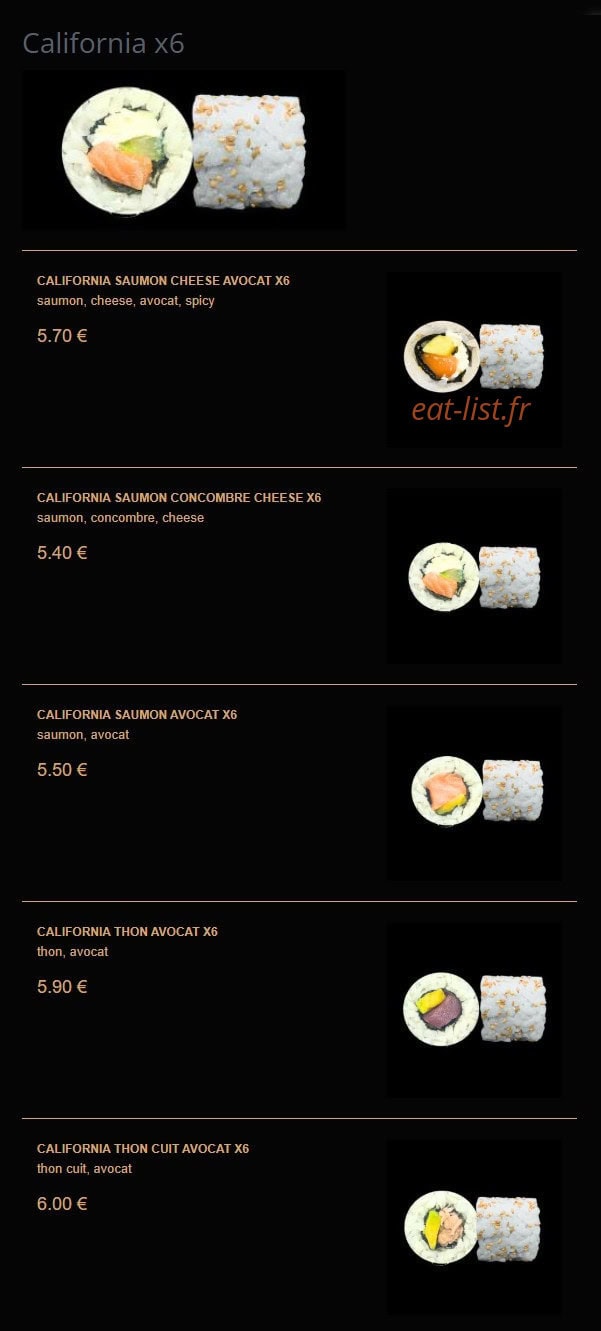 La Fabrique à Sushi — carte page 6