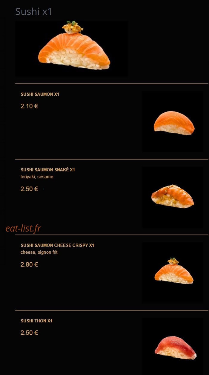 La Fabrique à Sushi — carte page 1