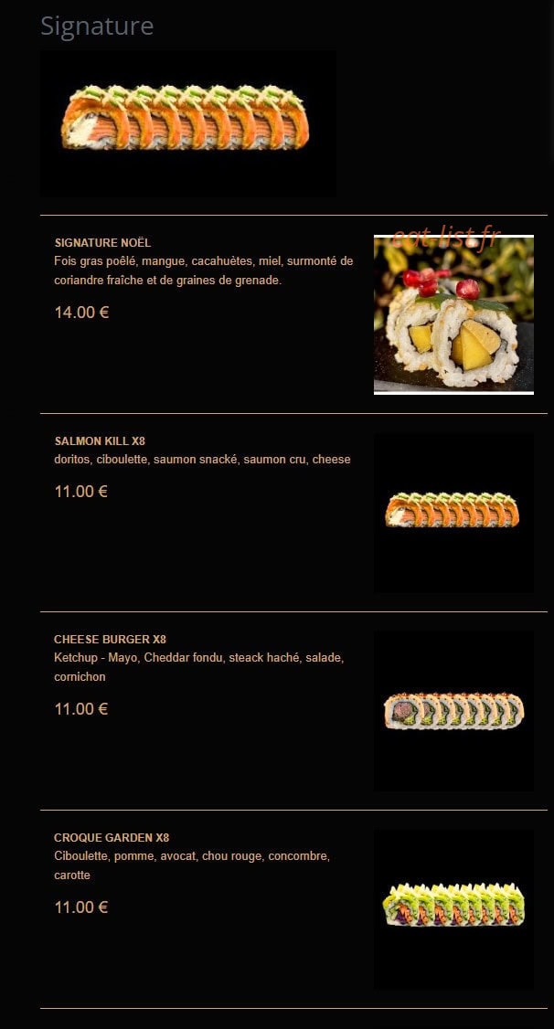 La Fabrique à Sushi — carte page 14