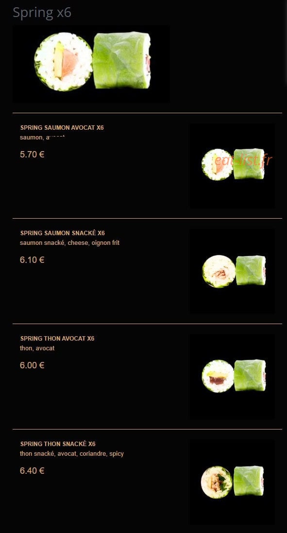 La Fabrique à Sushi — carte page 9
