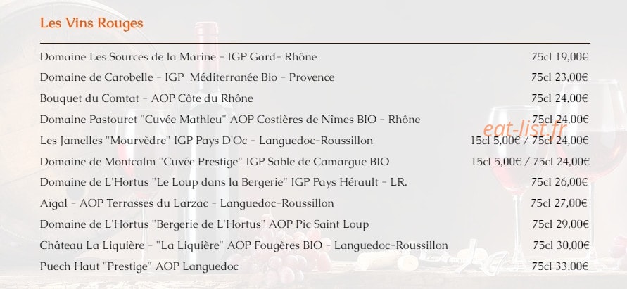 La table de Paco — carte page 14
