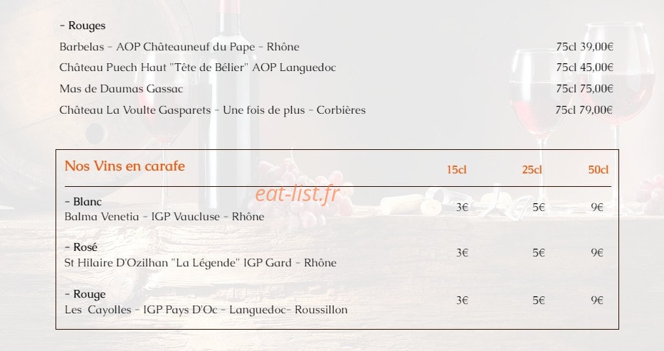 La table de Paco — carte page 16