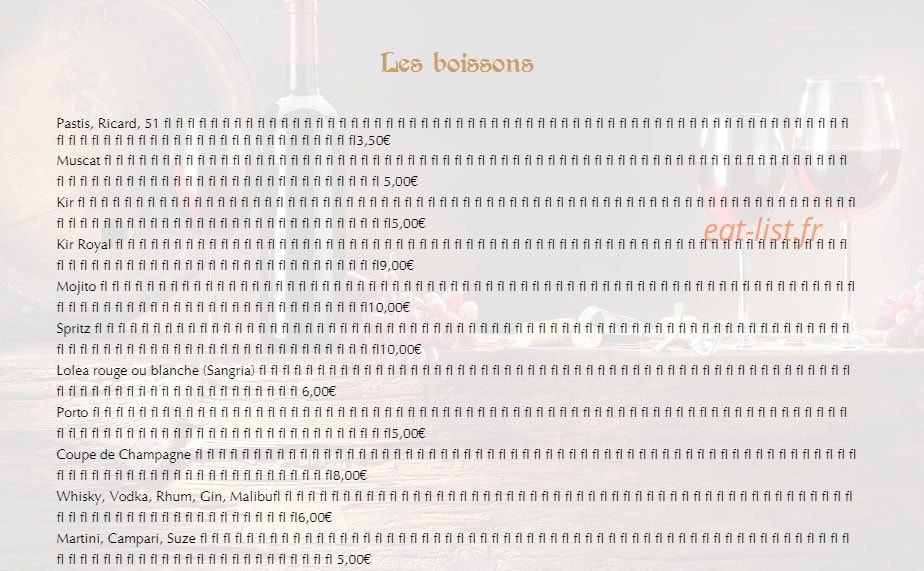 La table de Paco — carte page 10