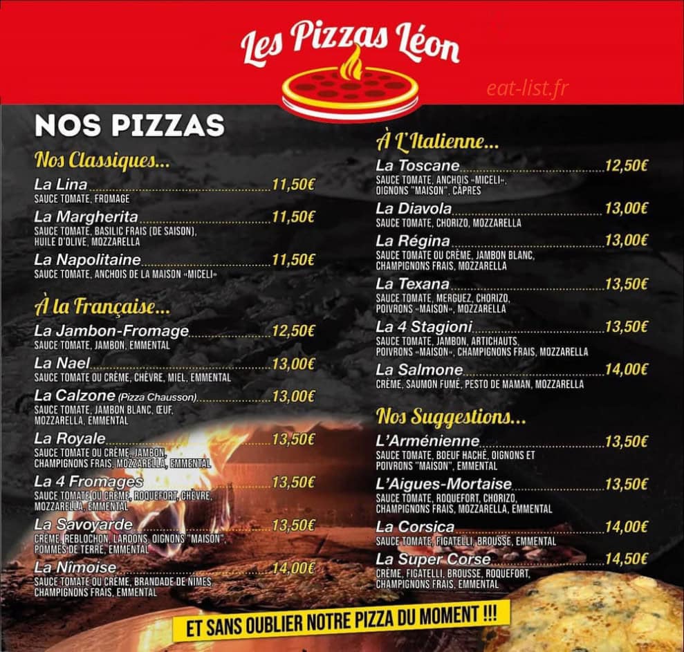 Les Pizzas Léon — carte page 2