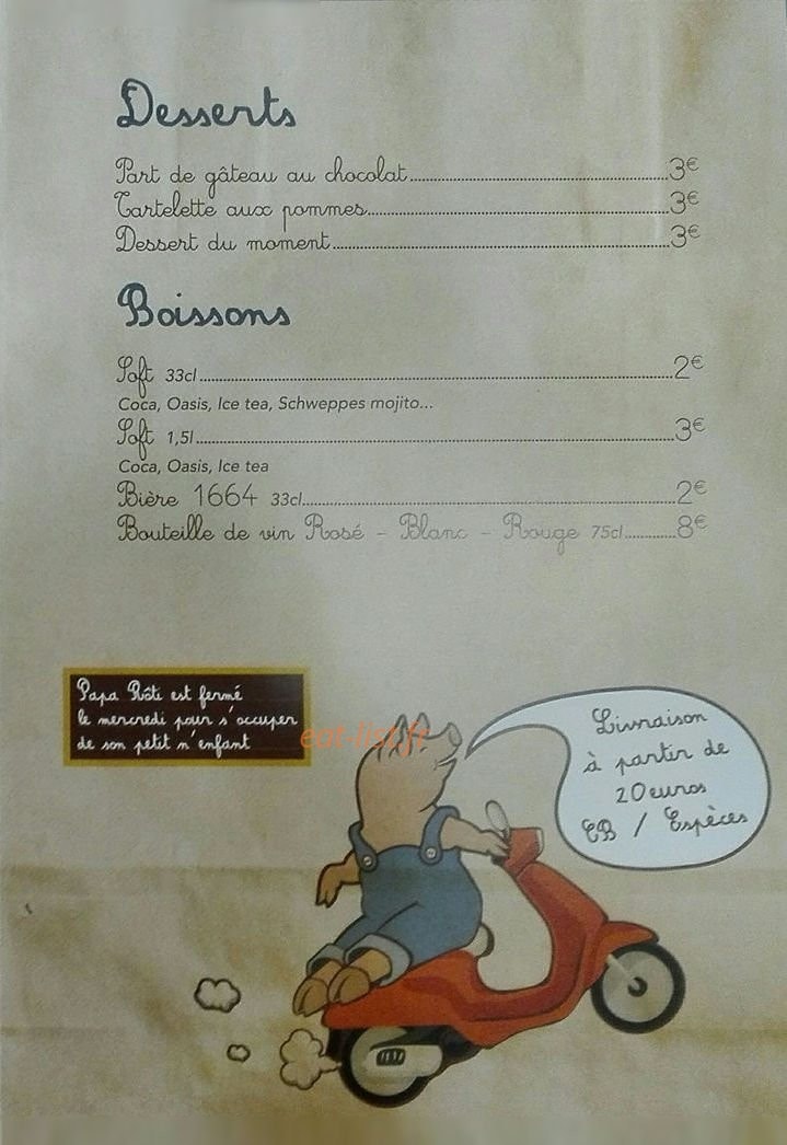 Papa Rôti — carte page 3