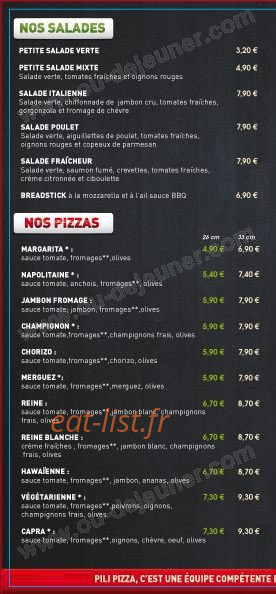 Pili pizza — carte page 2