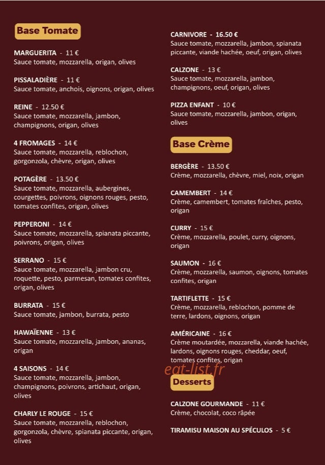 Chez Fred — carte page 1