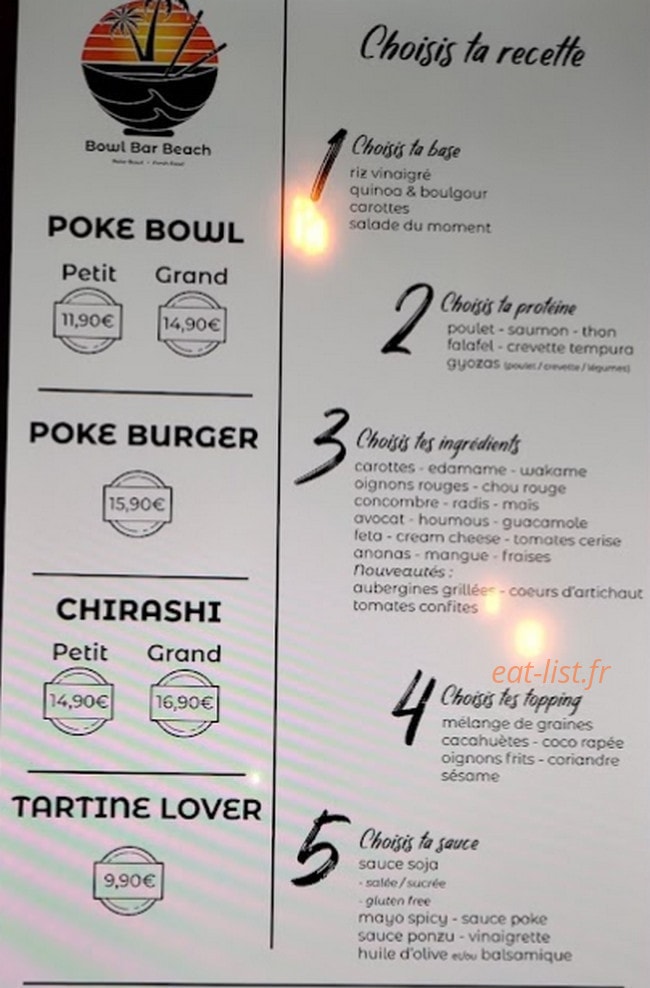 Bowl Bar Beach — carte page 1