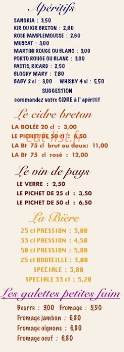 Crêperie de la Placette — carte page 2