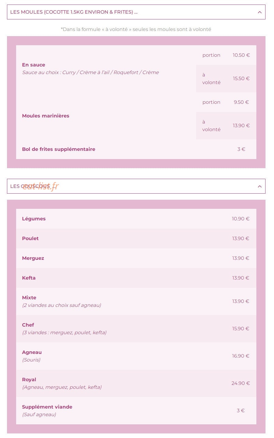 Délice du Sud — carte page 2