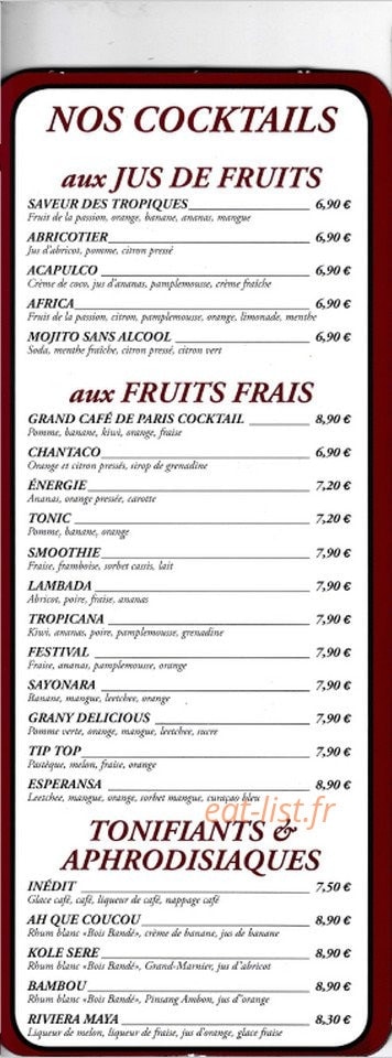 Grand Cafe De Paris — carte page 4