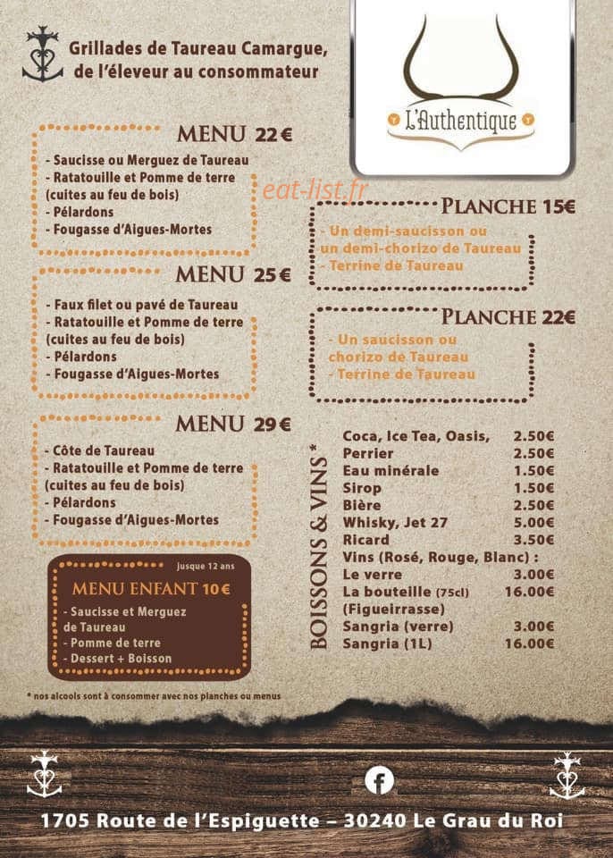 L'Authentique — carte page 1