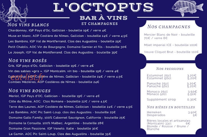 L'Octopus Bar — carte page 4
