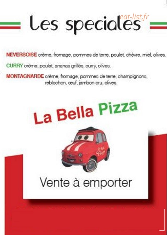 La bella pizza — carte page 1