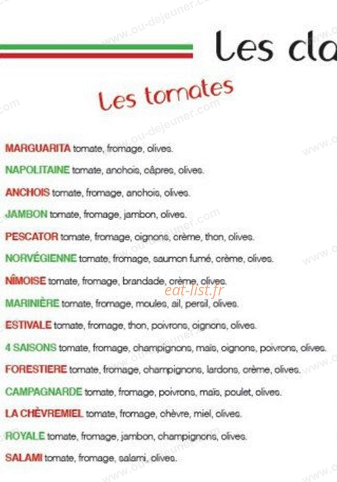 La bella pizza — carte page 3