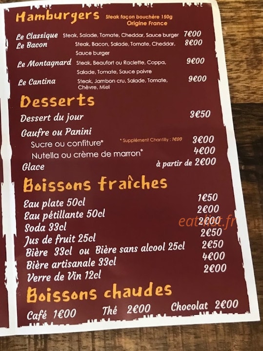 La Cantina — carte page 3