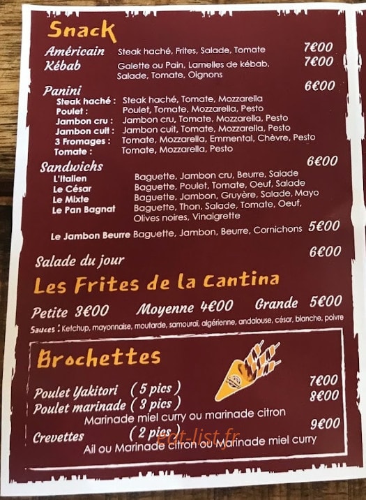 La Cantina — carte page 2