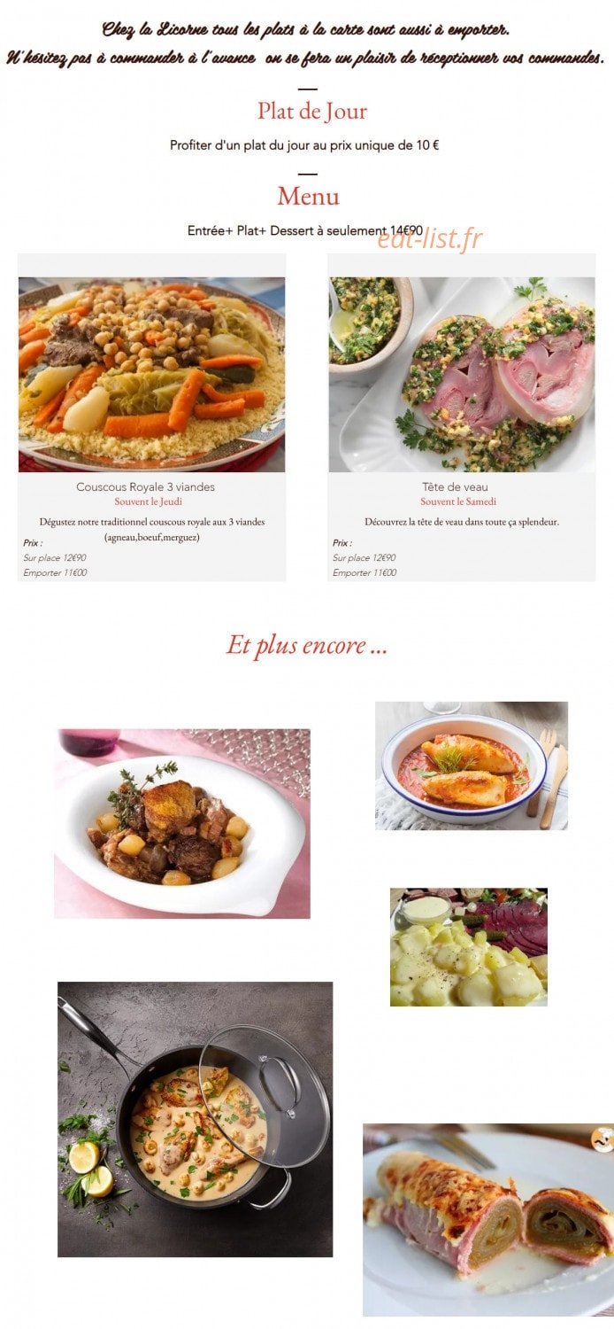 La Licorne — carte page 1