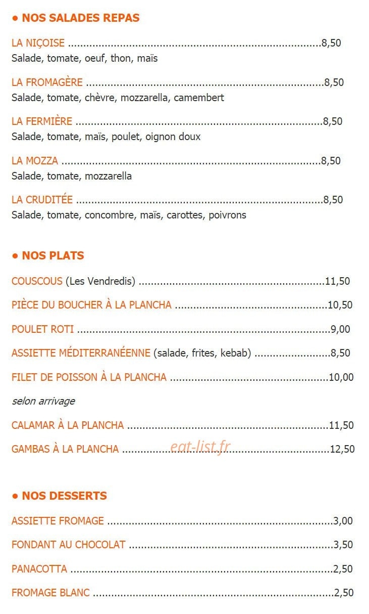 La Palmeraie — carte page 1
