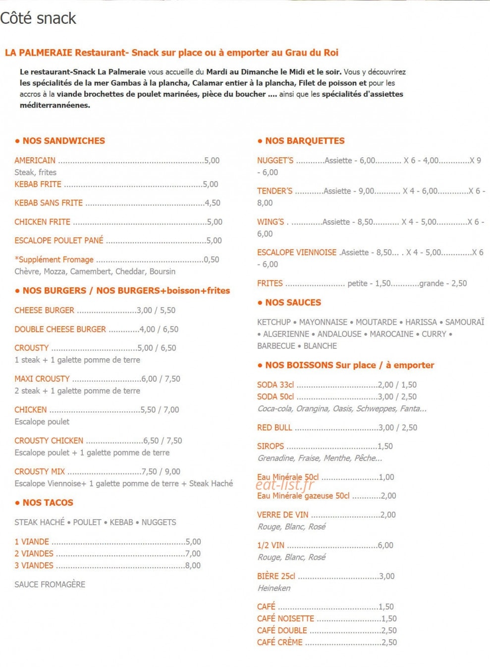 La Palmeraie — carte page 2