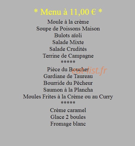 Le Bistro du Splendid — carte page 1