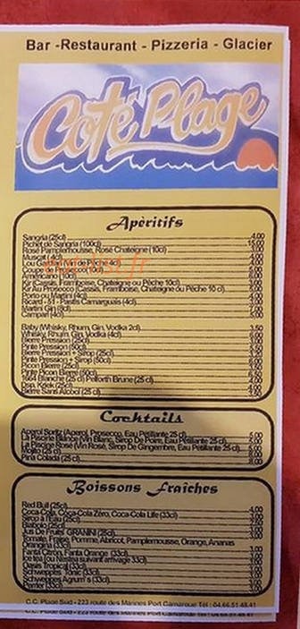 Le Côté Plage — carte page 6